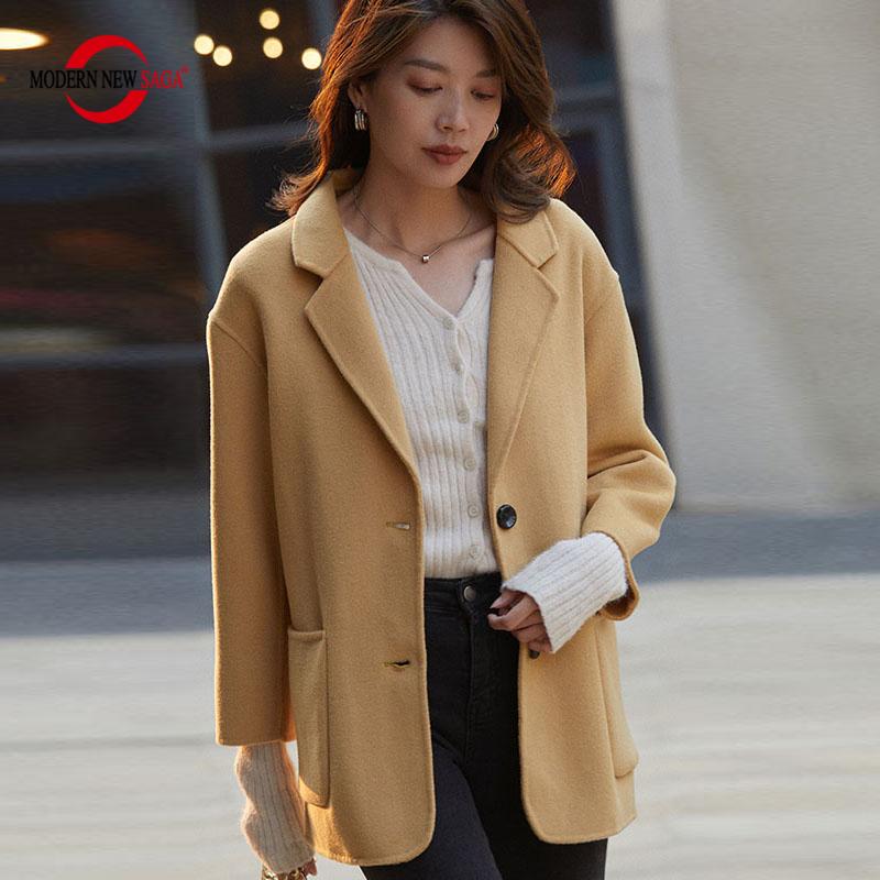 Women Wool Coat 100% Wool MODERN NEW SAGA Autumn Wool Coat Winter Warm Woolen Jackets Peacoat
