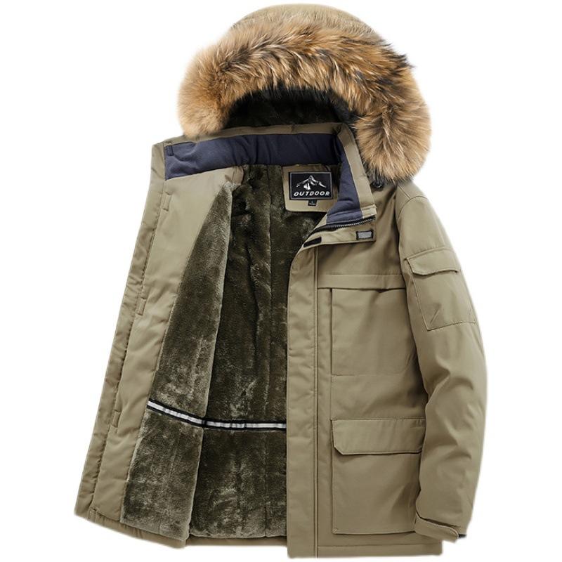 Новая зимняя куртка с хлопковой подкладкой для мужчин, куртка средней длины из бархата и утолщенного хлопкового подклада для молодых мужчин, повседневная ветрозащитная куртка с хлопковой подкладкой