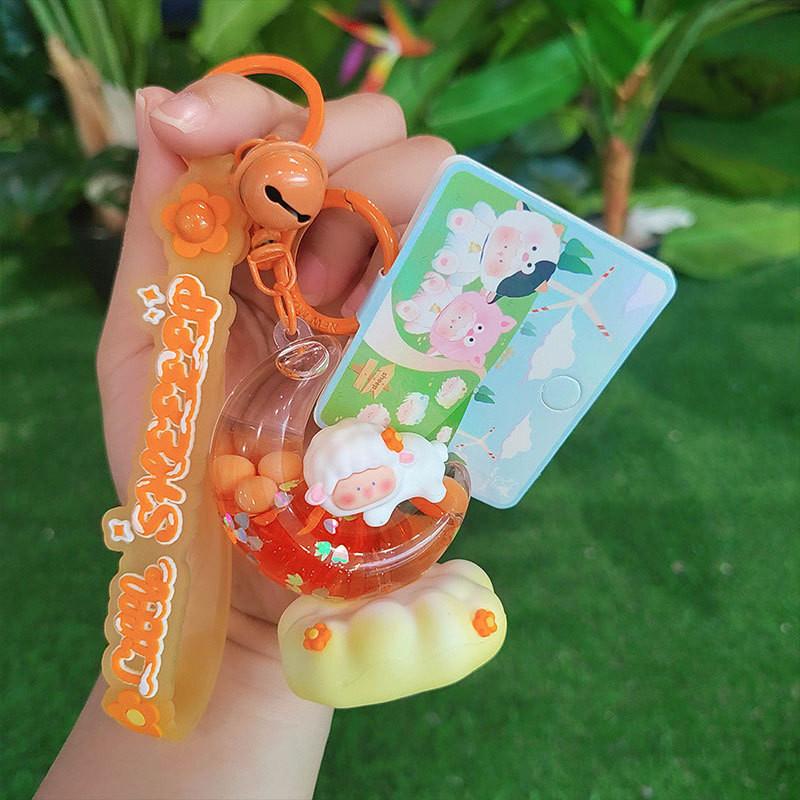 Charming Pvc Yellow Hooded Sheep Keychain Perfect Cartoon Gift And Accessory
