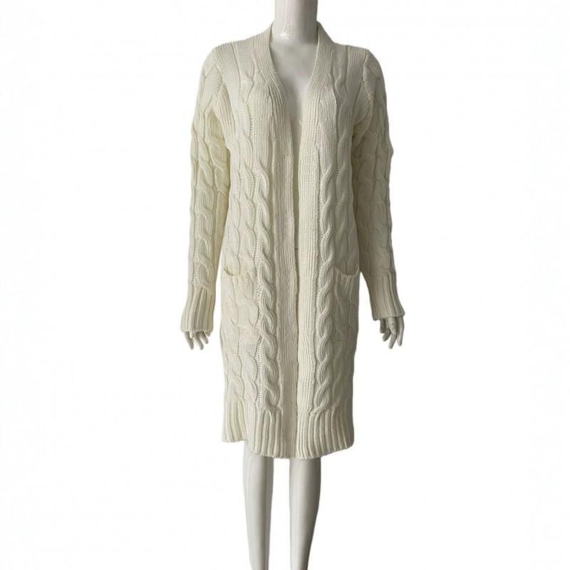 Womens Loose Knit Cardigan Plus Size Mid-Long Sweater Coat Winter