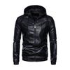 Мужская кожаная куртка из искусственной кожи, мужская приталенная куртка с капюшоном в корейском стиле, повседневная куртка для мотоциклистов