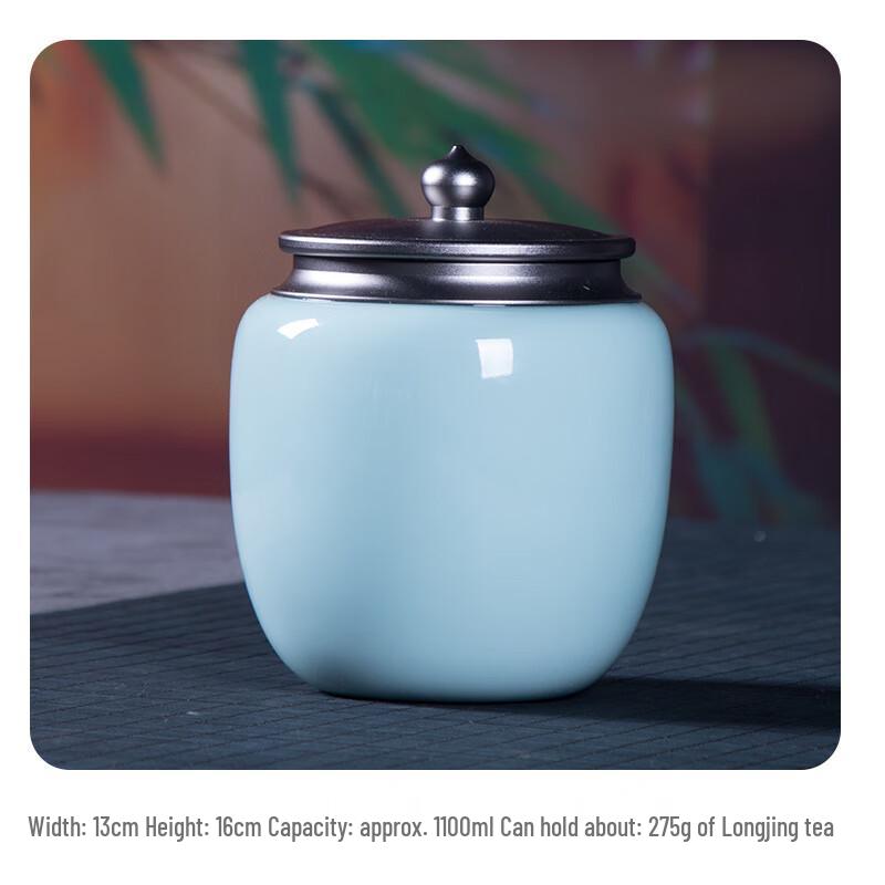 Shangqi Di Kiln Plum Green Ceramic Tea Caddy