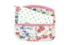 Uni Seni Made In Japan Futago Chirimen Japanese Pattern Tissue Pouch Blossoms and Arashi (0820-7) [Cherry - Pink]