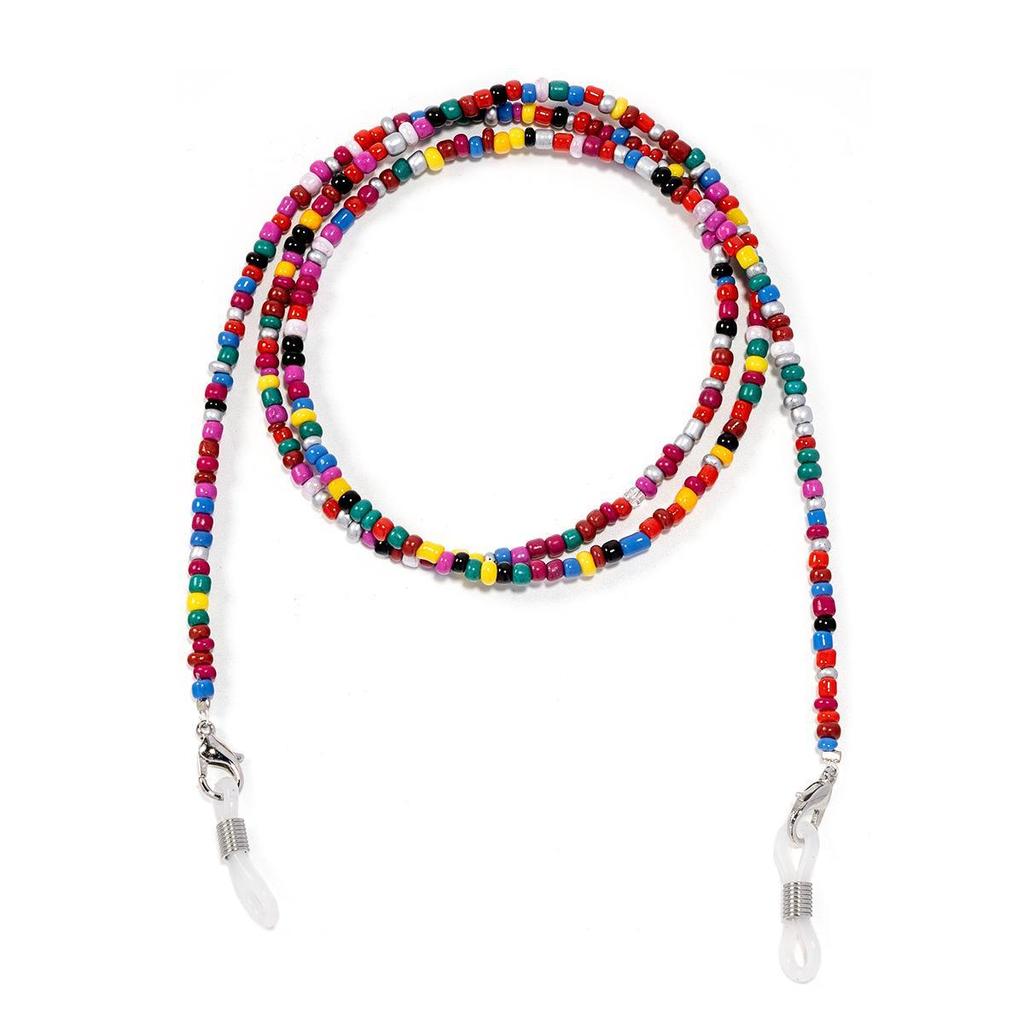 Цепочка для очков и маски двойного назначения из разноцветных рисовых бусин