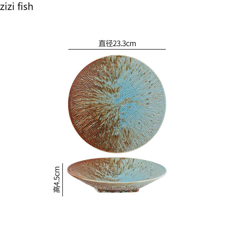 Креативная текстура Керамическая глубокая тарелка Винтажная салатная тарелка Толстая суповая тарелка Десертные тарелки для пасты Ресторанная посуда