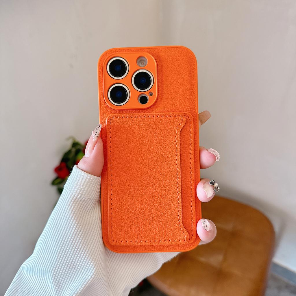 Чехол-кошелек из однотонной кожи личи для iPhone 16 15 14 13 12 Mini 11 Pro X XS XR Max 8 7 Plus с отделением для карт и защитным чехлом