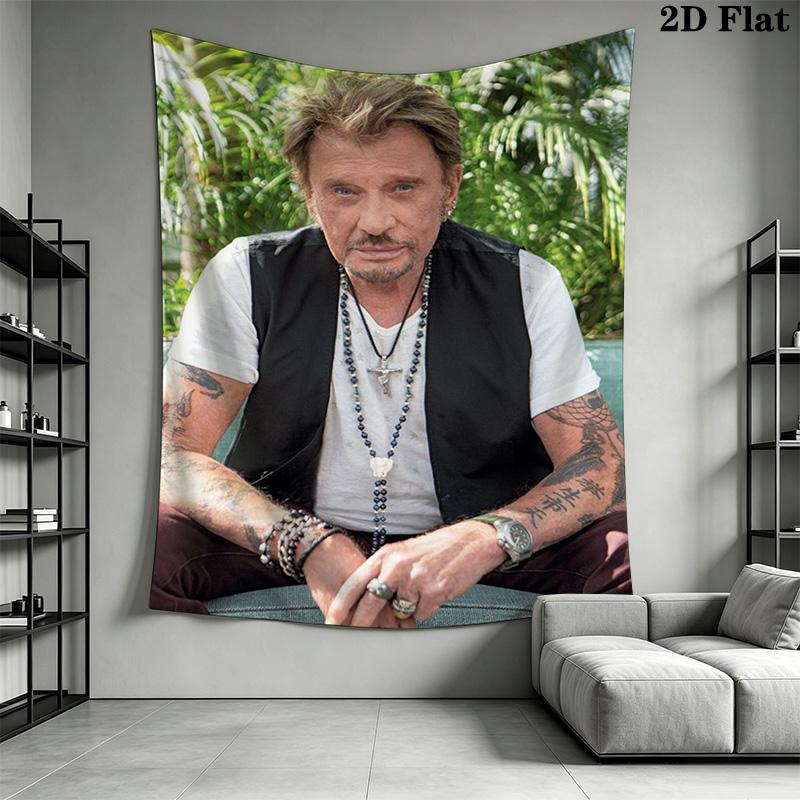 Johnny Hallyday Legend Music Tapestry Background Cloth Fashion Print Homestay Soft Decoration Tapestry Soft Wall Decoration