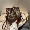 Leopard Small PU Leather Women Bucket Crossbody Bags  Fall Designer Shoulder Bag Luxury Brand Ladies Handbag Lady Trend Tote