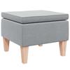 Footstool with Wooden Legs Light Grey Fabric