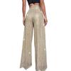 Women's Fashion Solid Color High Waist Sequin Side Zipper Draped Wide Leg Pants