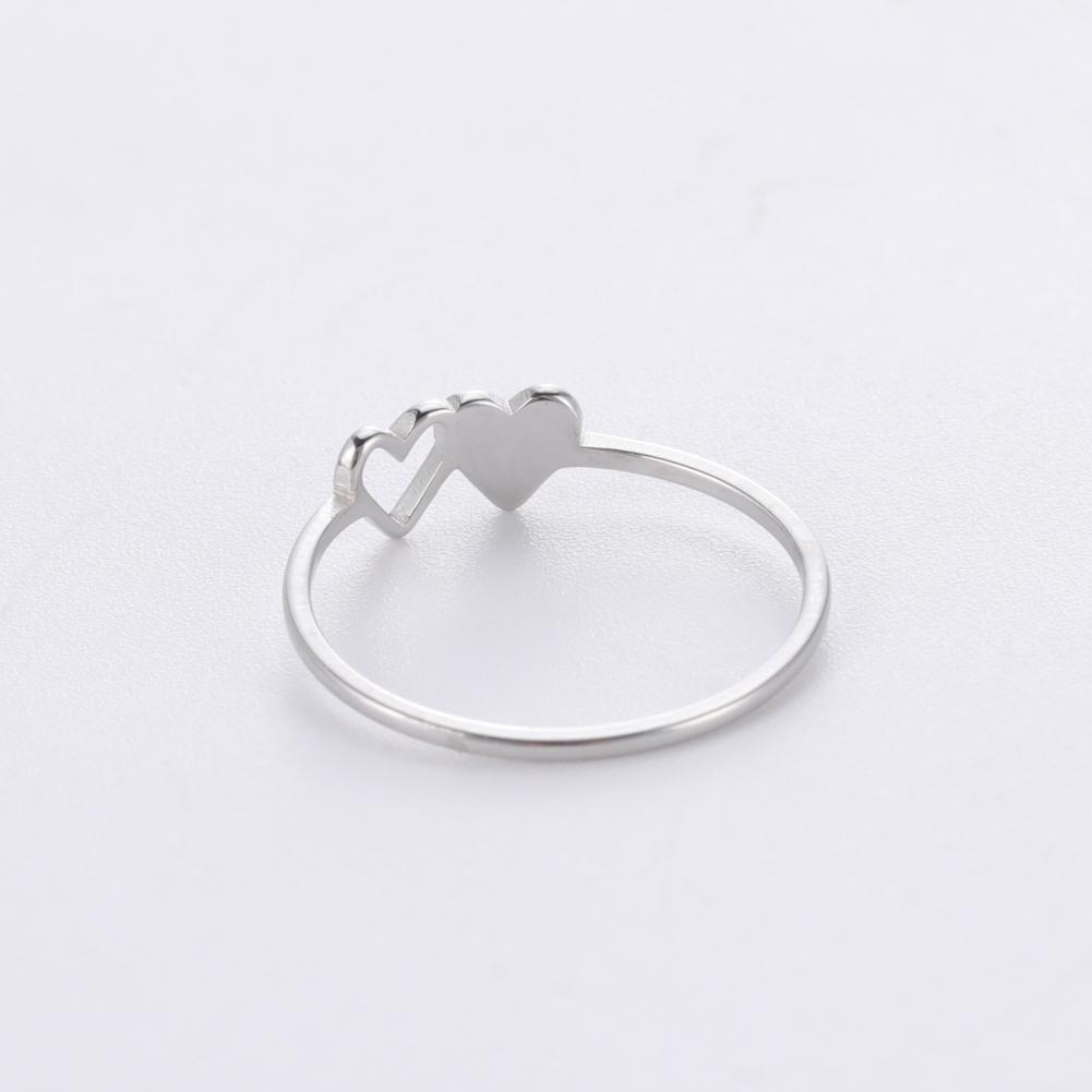 Initial Letter Rings for Women Girls Double Hearts Stainless Steel Finger Rings Fashion Jewelry Couple Friends Gift