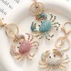 Colorful Rhinestone Metal Crab Shaped Keychain, Creative Cross-Border European And American Accessory Car Accessories Bag Charm Backpack For School