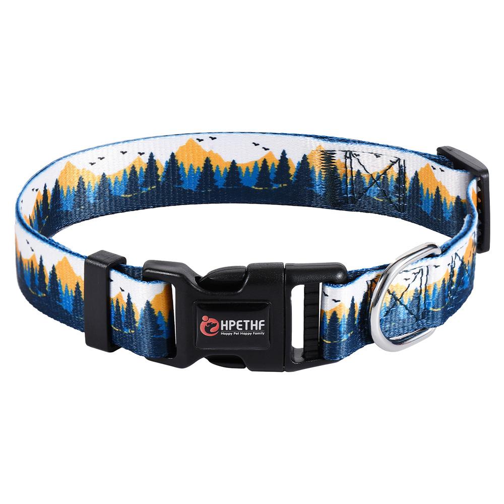 Ошейники для домашних животных с принтом, нейлоновые регулируемые ошейники для собак, прочные и долговечные, для средних и больших собак, аксессуары для домашних животных