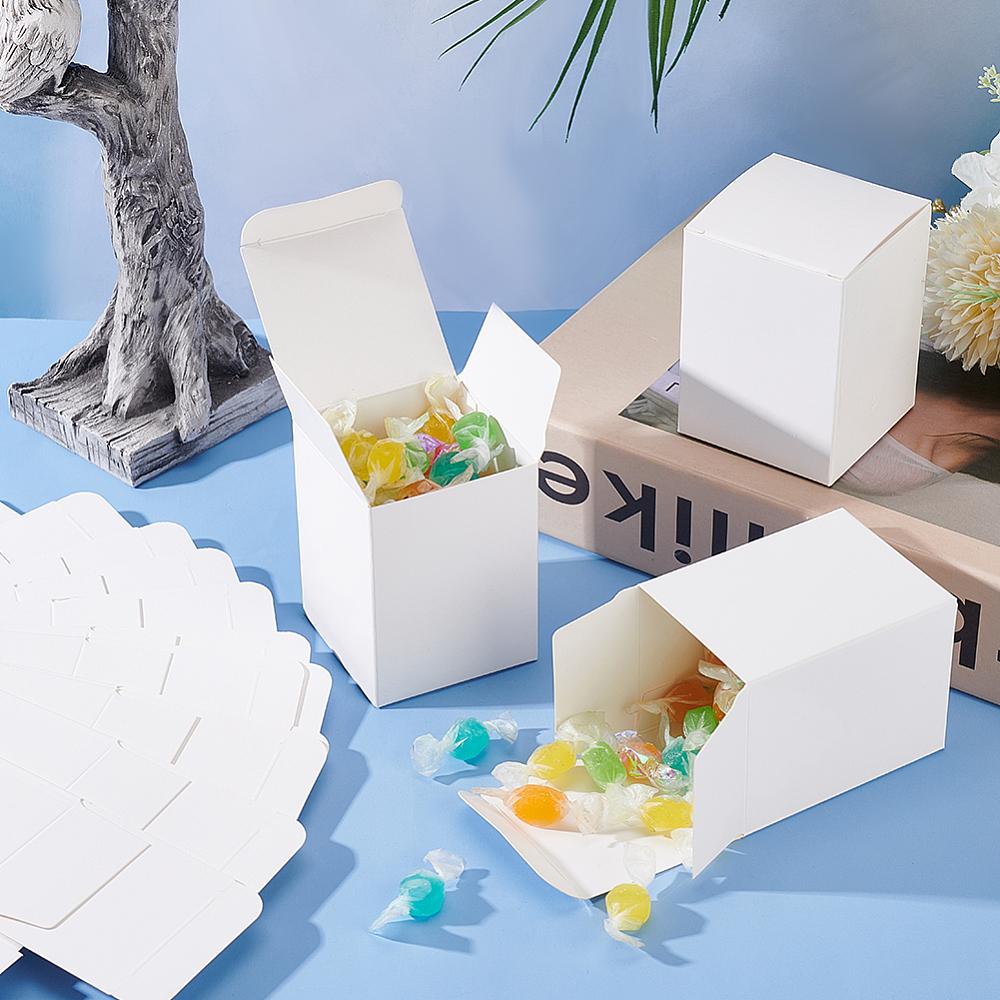 60pcs Kraft Paper Box Rectangle White 8x6x6cm