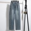 2025 Большие размеры Женские весенние джинсы Длинные шаровары Синие повседневные эластичные базовые брюки с высокой талией 5XL