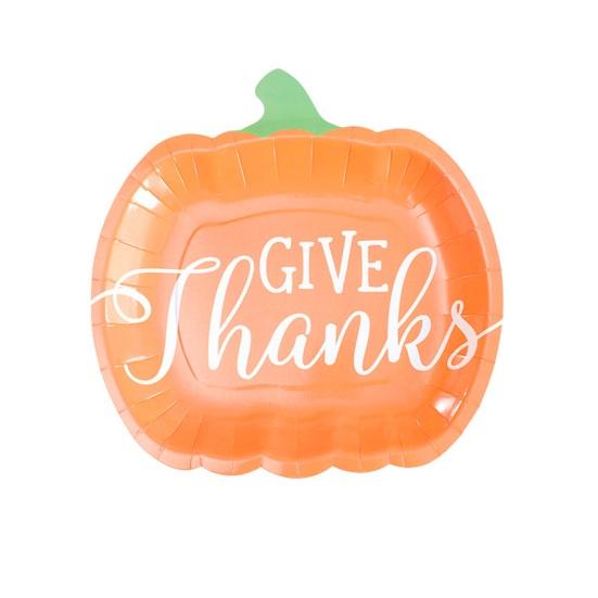 10Pcs Halloween Pumpkin Paper Plates Festive Tableware Halloween Thanksgiving Oil Resistant Dinner Plates for Harvest Parties