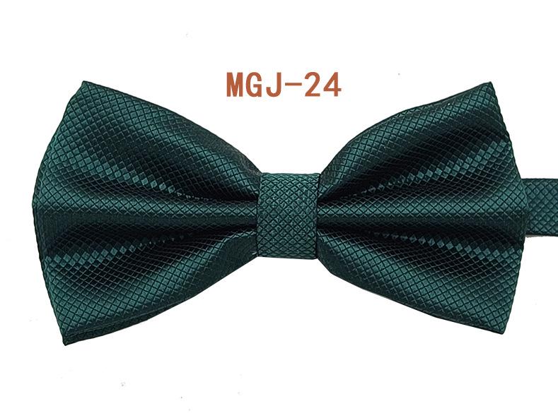 Men's Solid Black Double Layer Bow Tie - British Cube Grid, 27 Colors Available for Formal Events and Weddings.