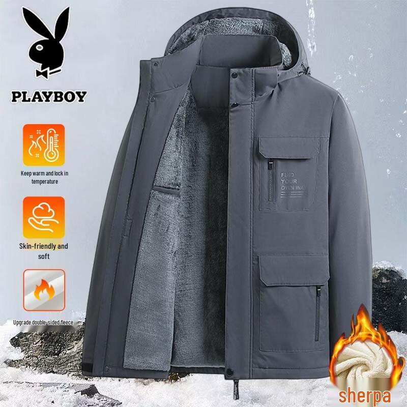 PLAYBOY Мужское зимнее пальто со съемной подкладкой из натуральной овчины