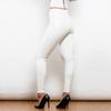 Shascullfites Melody Леггинсы из кожи с высокой талией V-образный перекрест Белые однотонные брюки Женская мода Леггинсы удобной посадки