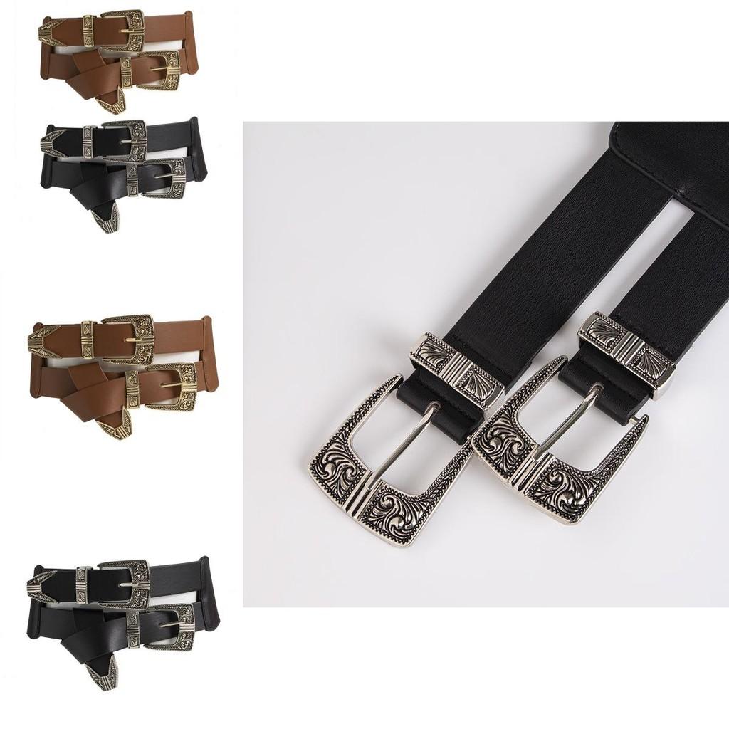 Leather Cowgirl Inspired Waist Cincher With Sculpted Embroidery For Women Fashionable