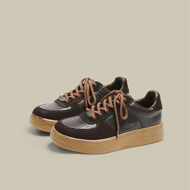 Cowhide Handmade Sports And Leisure Board Shoes Women'S Shoes Versatile Leather Training Shoes Forrest Gump Shoes
