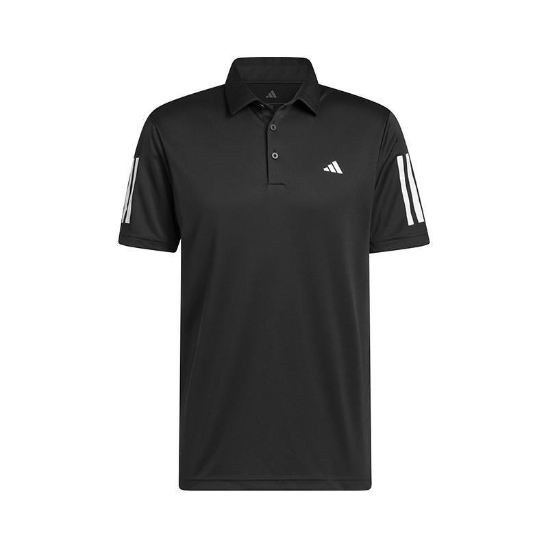 adidas Мужская повседневная дышащая футболка-поло с коротким рукавом и логотипом Adidas с тремя полосками, быстросохнущая, черная ADIKC5547