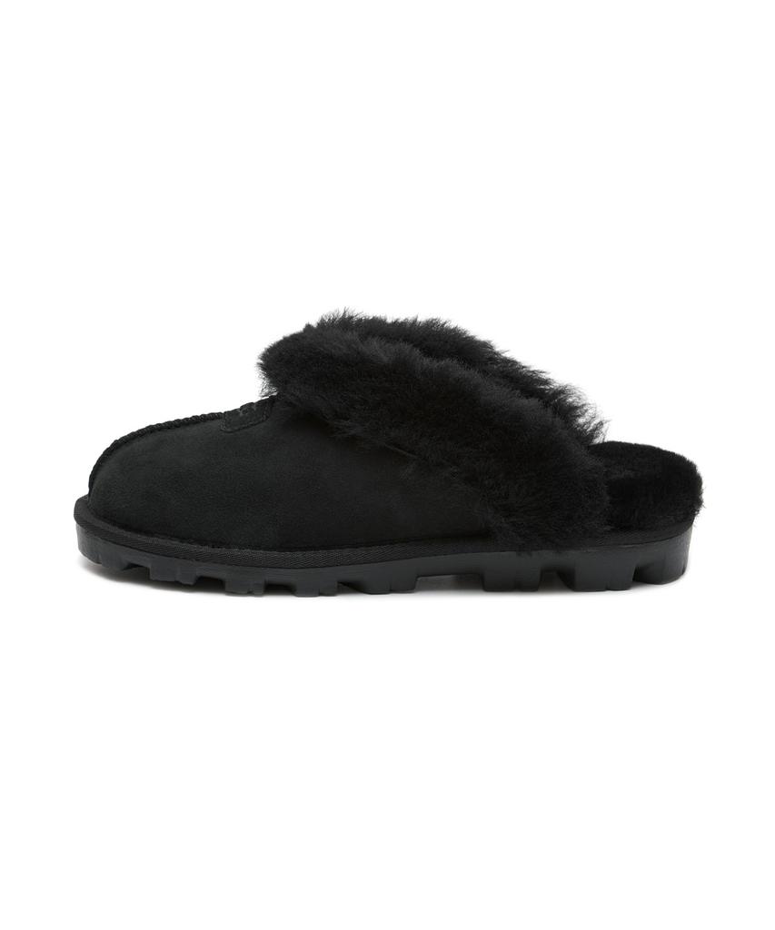 Ugg [Женские] Замшевые тапочки с меховым воротником (Кокетка) - Черный / 5125Blk