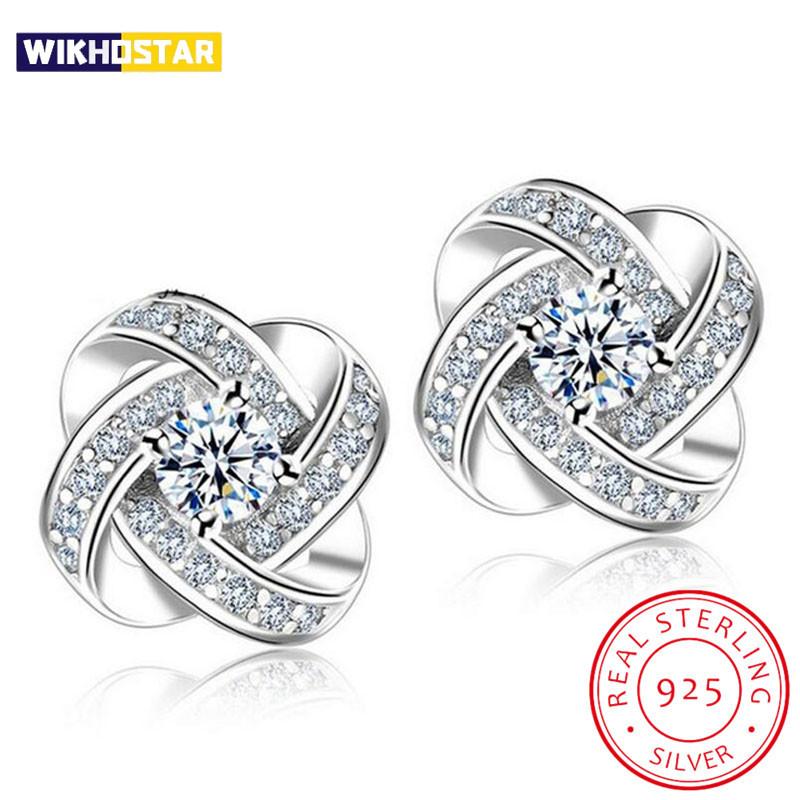 Серьги из стерлингового серебра 925 пробы для женщин Sterling-silver-jewelry Серьги-кольца «Вечное сердце» с цирконием