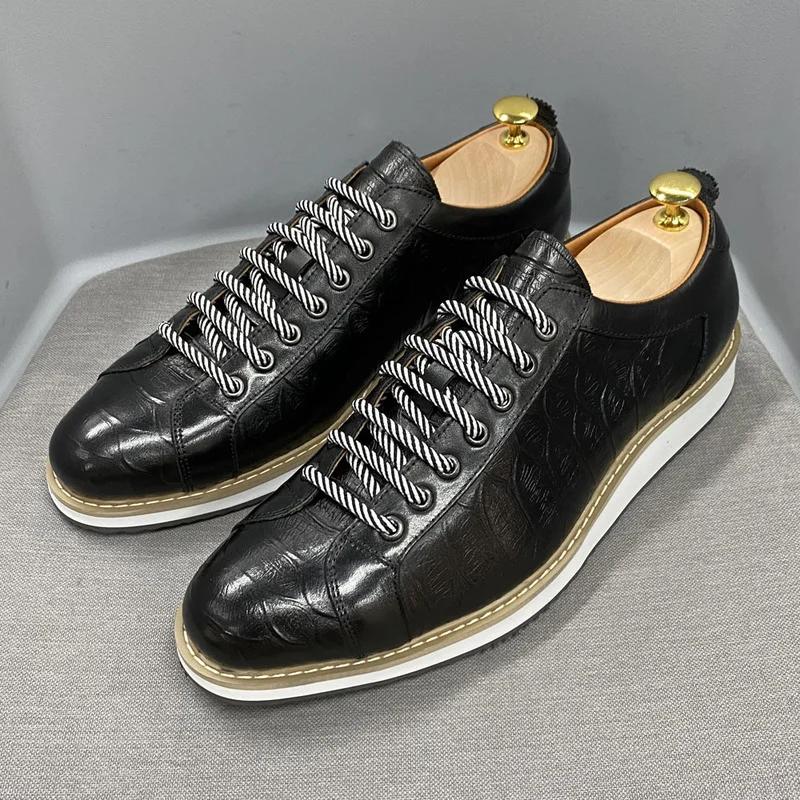 Fashion Genuine Leather Men's Casual Shoes Lace Up Flats Fashion Oxfords Leather Casual Designer Luxury Shoes for Men Luxury Sneakers