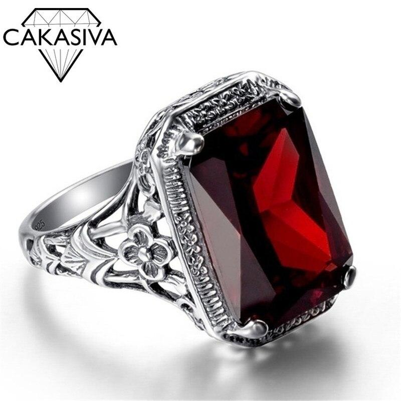 Women 'S Vintage 925 Sterling Silver Ruby Ring Engagement Wedding Gift Jewelry Ring Jewelry Wholesale Gemstone Ring