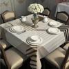 2D plane 1 piece of white-milky gray-brown geometric patchwork pattern tablecloth, for parties and gatheringszyc