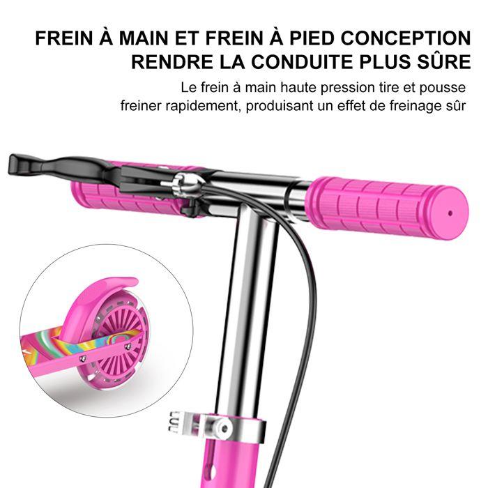 Trottinette Enfant - FOXSPORT - Pliable - Frein à pédale - Guidon Ajustable de 3 Niveaux - Charge 100 kg - Rouge