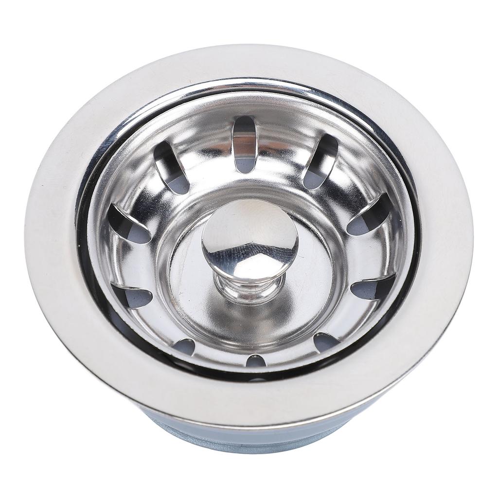 Sink Drain Assembly Mirror Polished RV Stainless Steel Kitchen Drain with Strainer Stopper for Sink with 52mm Opening