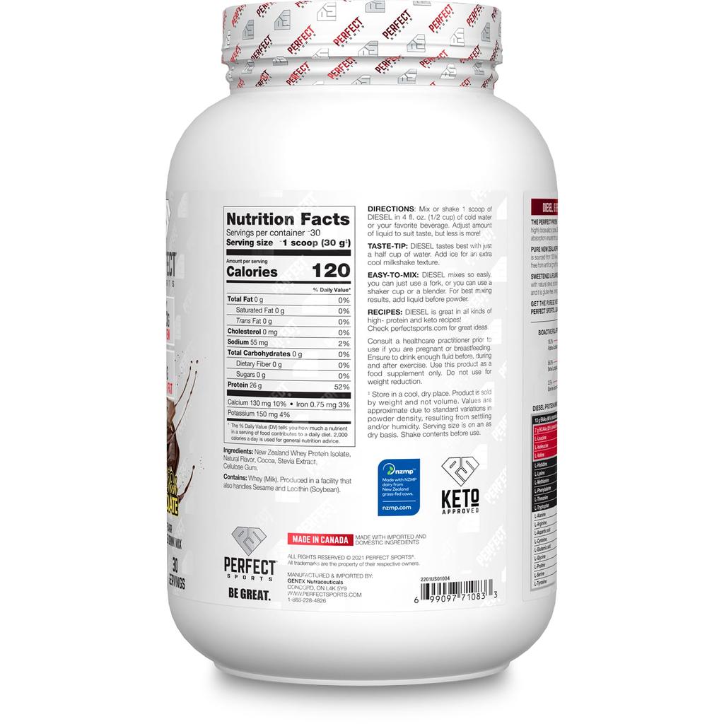 Perfect Sports Diesel, New Zealand Whey Isolate, Triple Rich Chocolate, 908g (2lb)