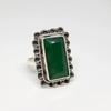 Rectangle Rich Green Emerald 925 Sterling Silver Ring Jewelry, Native Style Boho Design Emerald Ring Jewelry