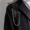 Metal Chain Star Pendant Brooch For Women Men Suit Decoration Tassel Chain Metal Pin Cloth Jewelry Accessories Fashion Pins