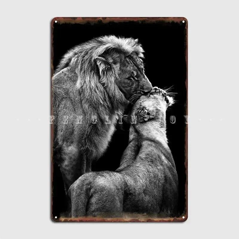 Lions Love Black And White Poster Metal Plaque Cinema Living Room Cinema Decoration Plates Tin Sign Posters