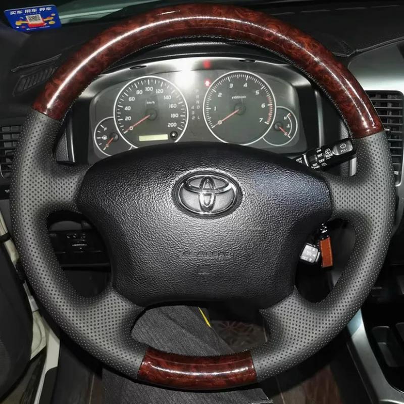 Кожаная чехол-оплетка на руль с полным покрытием для Toyota Tacoma 4Runner Camry Sienna Sequoia Highlander Land Cruiser 1995-2007