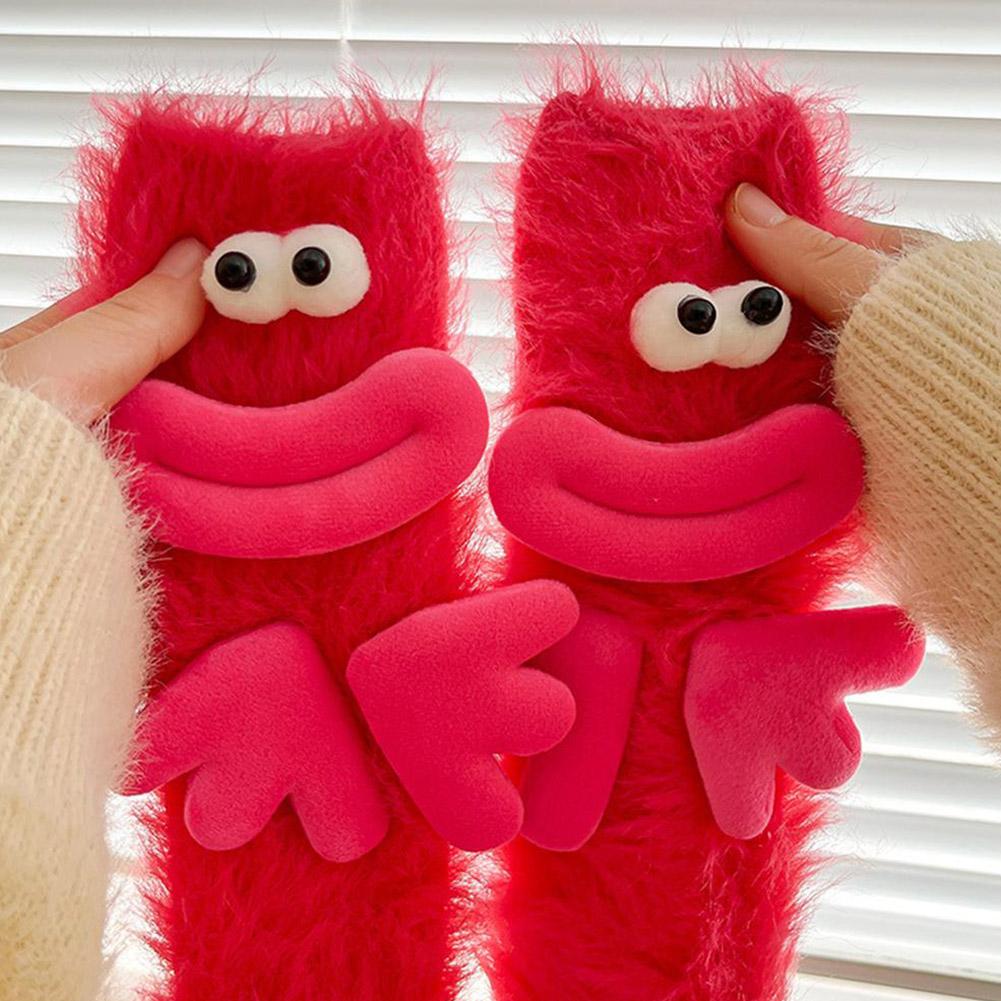 Funny Ugly Cute Socks Women's Mid-Crew Socks Plush Fluffy House Sleep Socks Warm Floor Non-Slip Cozy Winter Gifts Autumn Winter