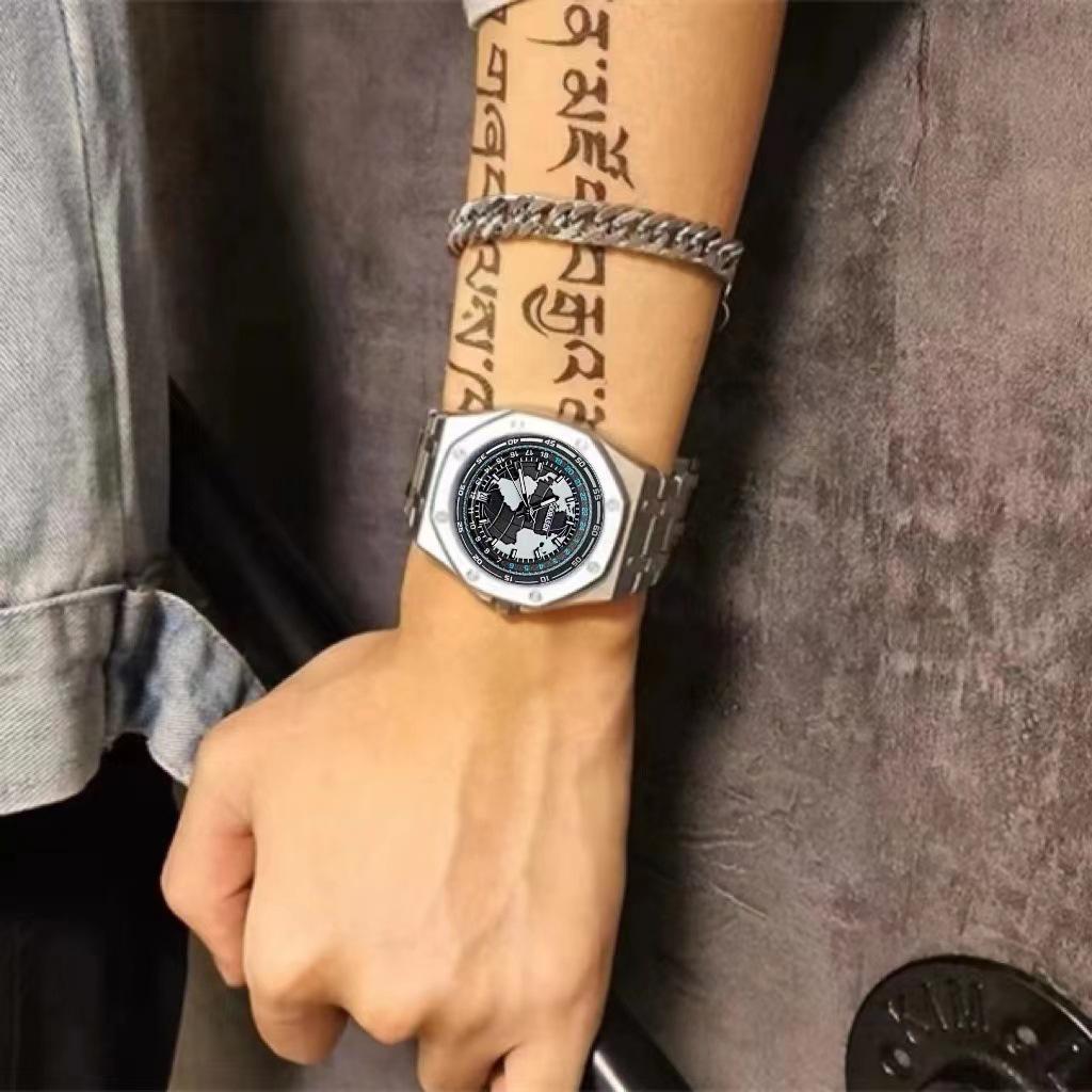 Автоматические светящиеся мужские часы-скелетоны, вдохновленные Землей, с календарем и водонепроницаемым дизайном