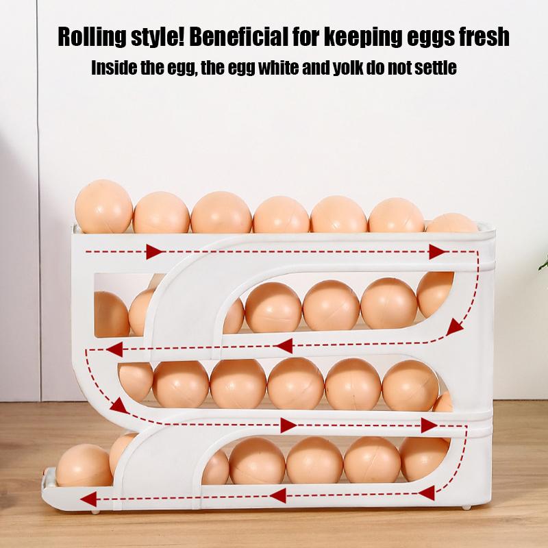 Используйте автоматический скатывающийся ящик для хранения яиц, кухонный холодильник, боковая дверца, стойка для хранения яиц, 30 штук, для упаковки коробок для яиц
