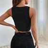 Women Summer Casual Irregular Solid Color Bare Midriff Vest Crop Top