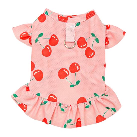 Cherry/Flower Printed Dog Dress Summer Pet Princess Skirt for Small Medium Girl Dogs Cats Cute Pet Apparel for Birthday Party