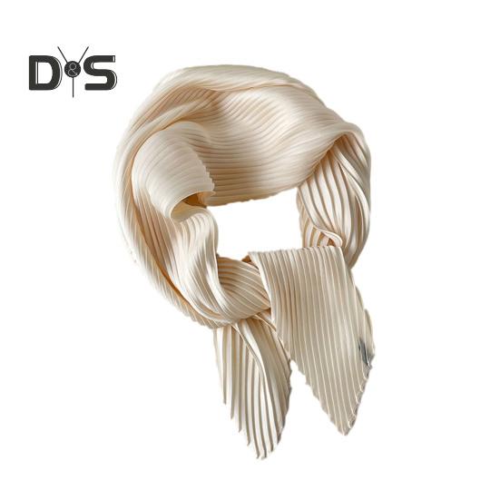 Women Pleated Scarf Solid Color Lightweight Breathable Scarf Soft Comfortable All-Season Shawl Scarf Everyday Wear