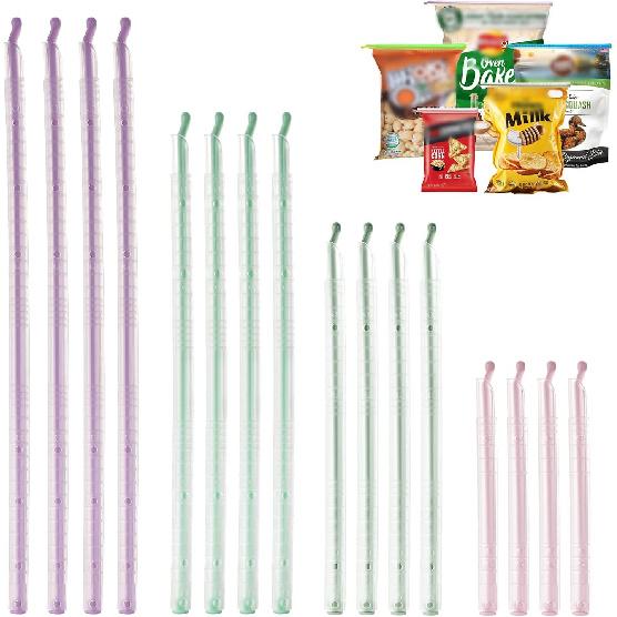 Food Sealing Sticks, Bag Clips 16 Pcs Reble Bag Sealer Sticks Used For Sealing Various Sealable Snacks Cereal Foods Plastic Bag Sealers (S01-Nordic
