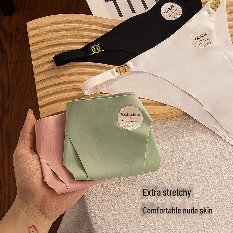 "Ice Silk Seamless Thong Underwear for Women - Pure Cotton, Anti-Low Waist, Large Size"