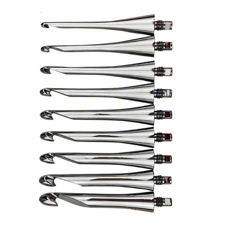 Алюминиевый крючок для вязания с наконечником 9 размеров 3,5 мм-8,0 мм Взаимозаменяемая игла для вязания крючком для вязания пледа свитера шарфа