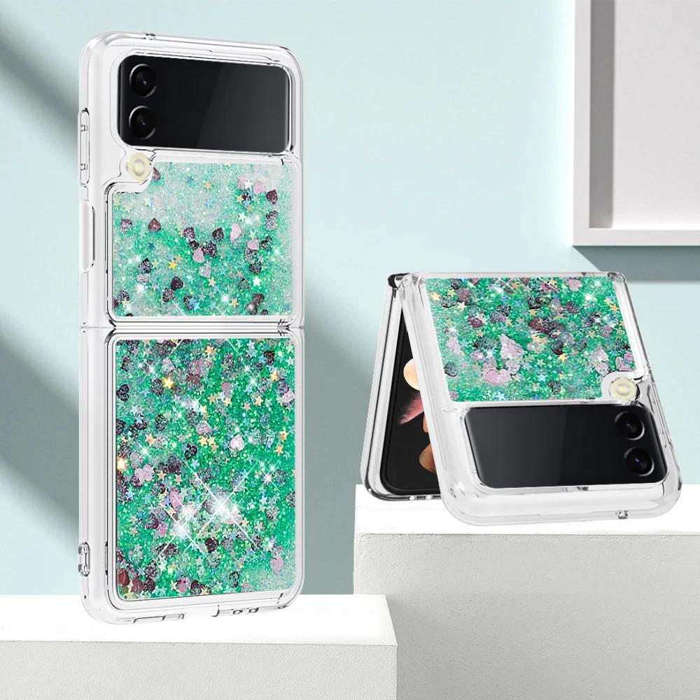 For Samsung Z Flip 6 5 Luxury Quicksand Glitter Case For Samsung Galaxy Z Flip 6 Zflip 3 4 5 6 Gradient Bling Shockproof Cover