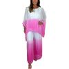 Summer Chiffon Gradient 2 Piece Set for Women Plus Size Crew Neck