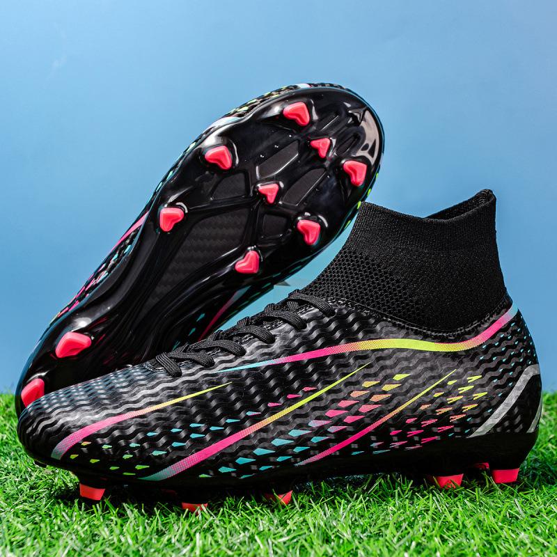 New High Top Soccer Boots Long Crushed Spikes Amazon Men's and Women's Soccer Boots Grass Student Training Shoes